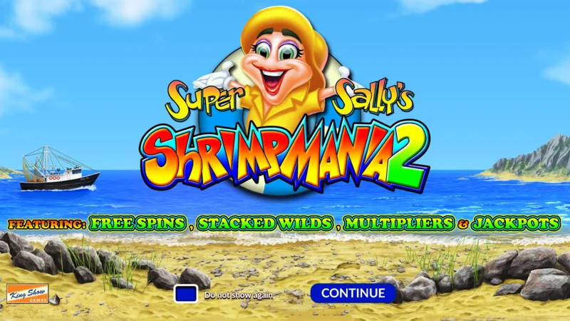 Super Sally's Shrimpmania 2 - მთავარი ეკრანი 5x4 ბარაბნებით და 40 გადახდის ხაზის ბადით